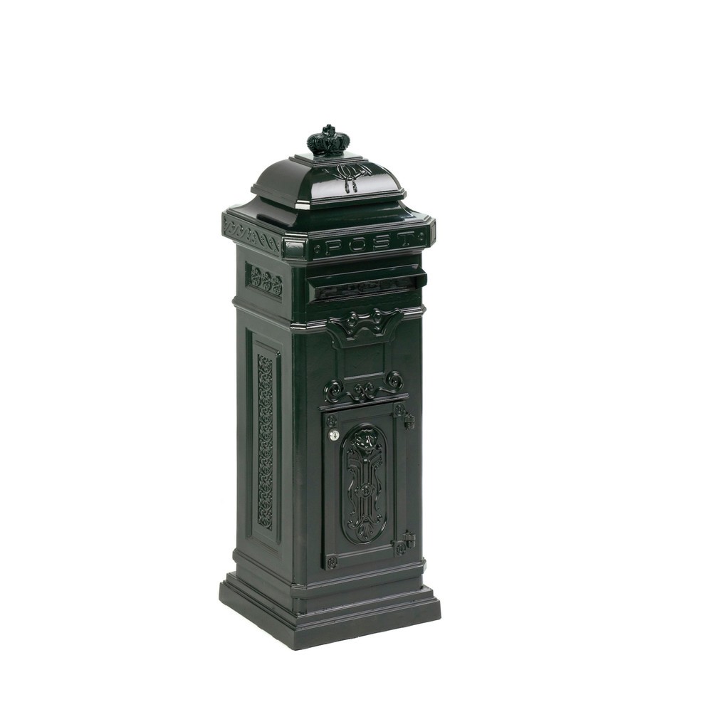Número de imagen del producto 1: Buzón de columna con tapa de inserción cuadrado de aluminio fundido verde