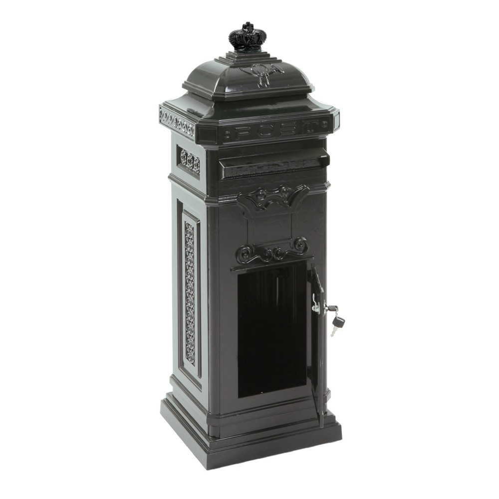 Número de imagen del producto 2: Buzón de columna con tapa de inserción cuadrado de aluminio fundido verde
