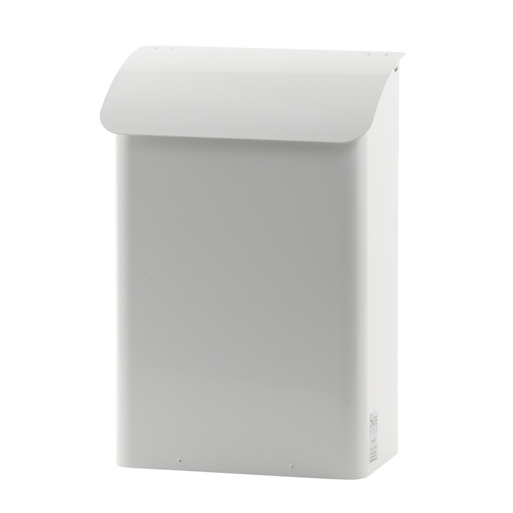 Número de imagen del producto 1: Buzón de pared 180 x 290 x 425 mm (largo x ancho x alto) con boca de vertido con llave blanco