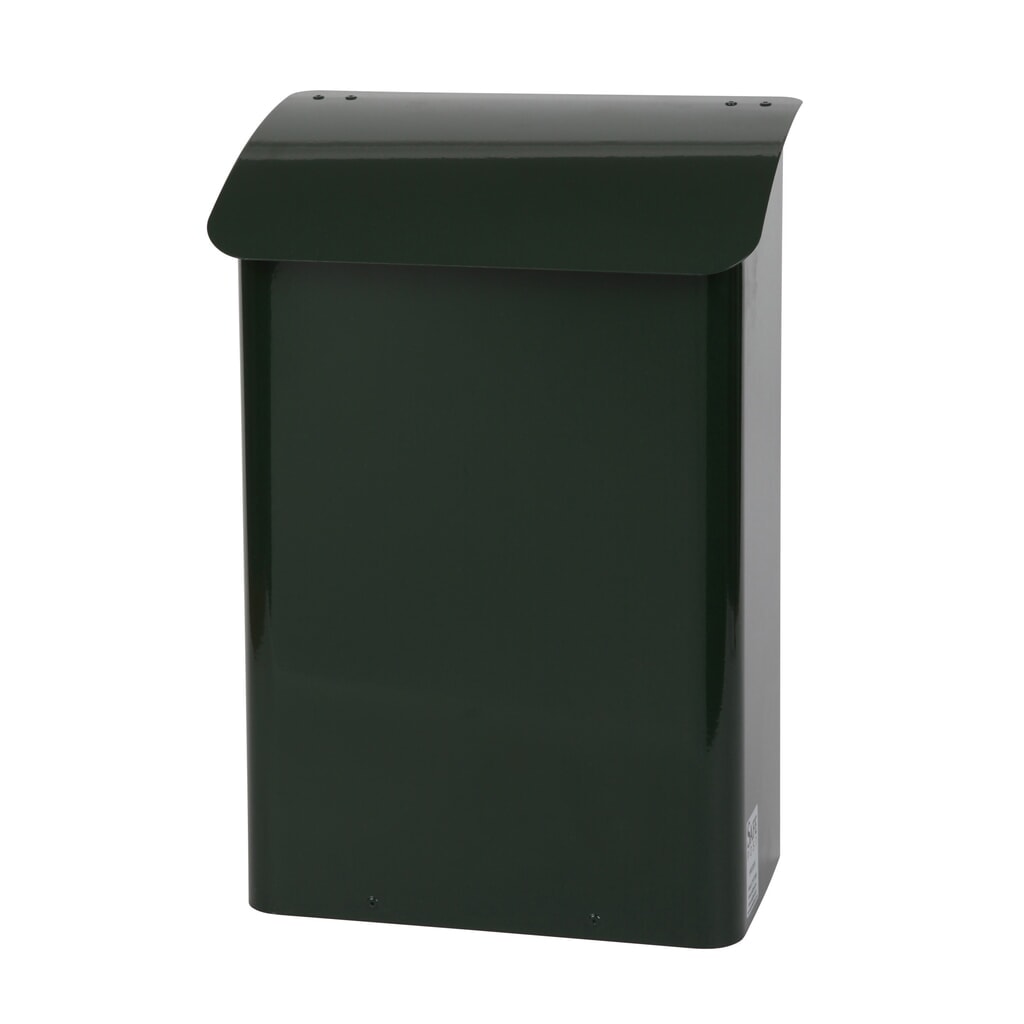 Imagen del producto: Buzón de pared 180 x 290 x 425 mm (largo x ancho x alto) con boca de vertido con llave verde
