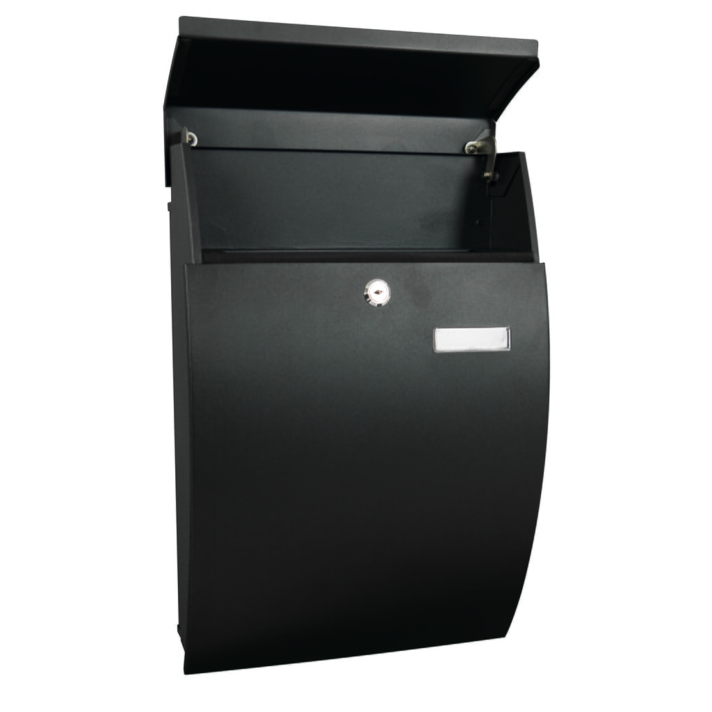 Buzón de pared Geronan de acero galvanizado con cerradura cilíndrica negro mate Número de imagen del producto 2: Buzón de pared Geronan de acero galvanizado con cerradura cilíndrica negro mate