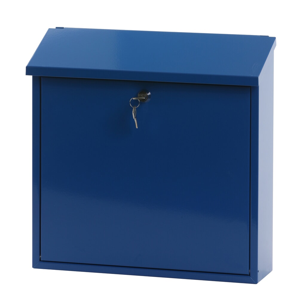 Buzón de pared Malagan con cerradura cilíndrica de acero galvanizado azul Imagen del producto: Buzón de pared Malagan con cerradura cilíndrica de acero galvanizado azul