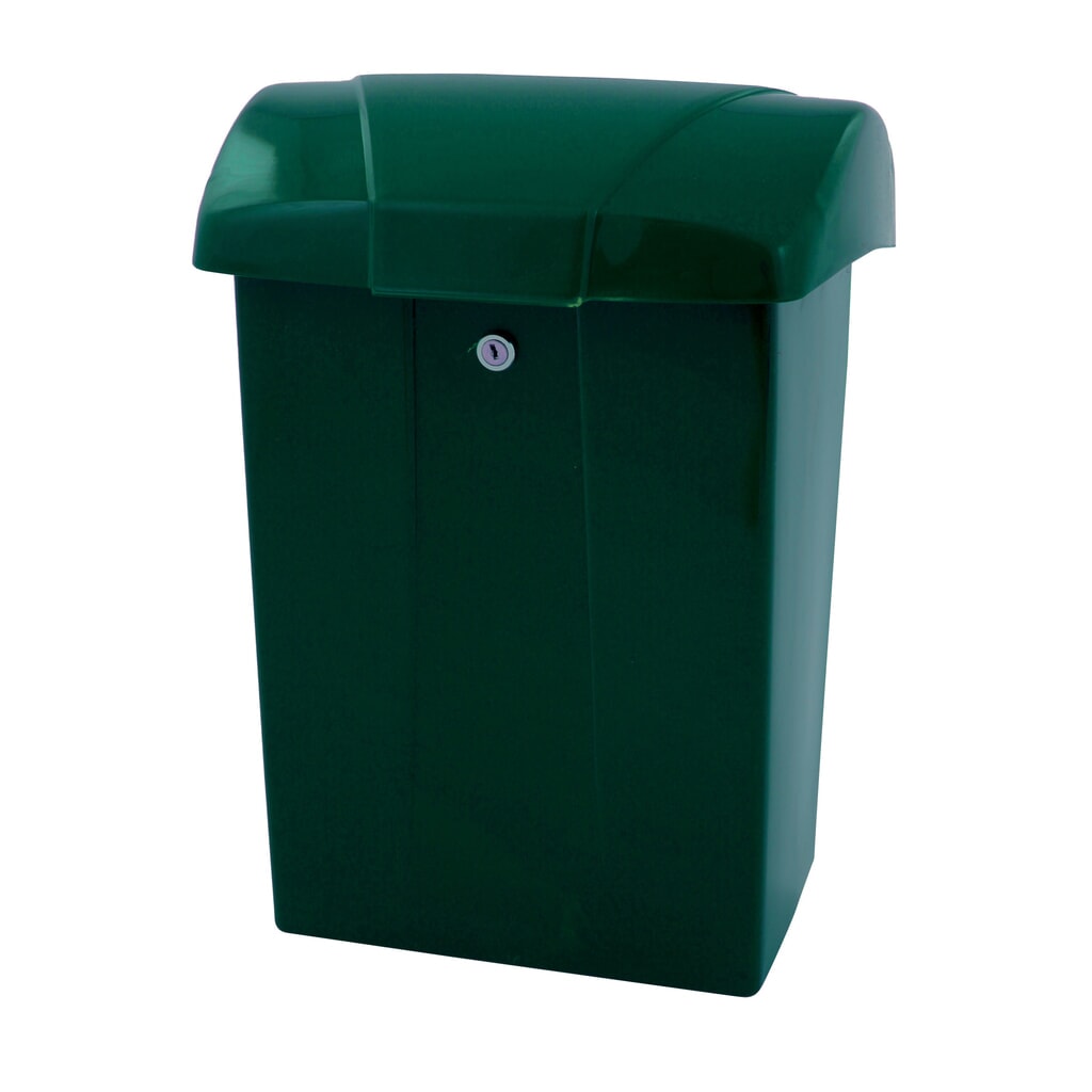 Buzón de plástico con tapa protectora con cerradura verde Imagen del producto: Buzón de plástico con tapa protectora con cerradura verde