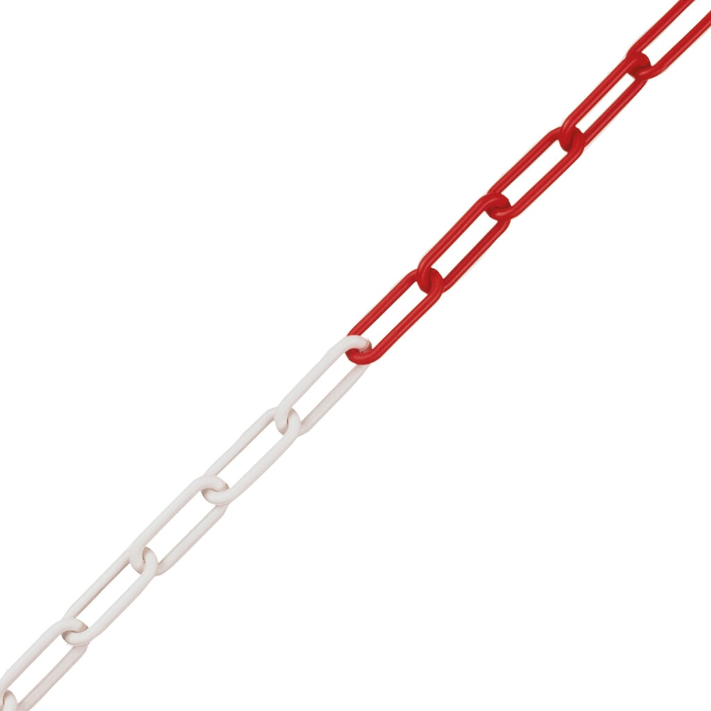 Cadena de acordonado, PE, grosor 6 mm, longitud 10 m, rojo/blanco Imagen del producto: Cadena de acordonado, PE, grosor 6 mm, longitud 10 m, rojo/blanco