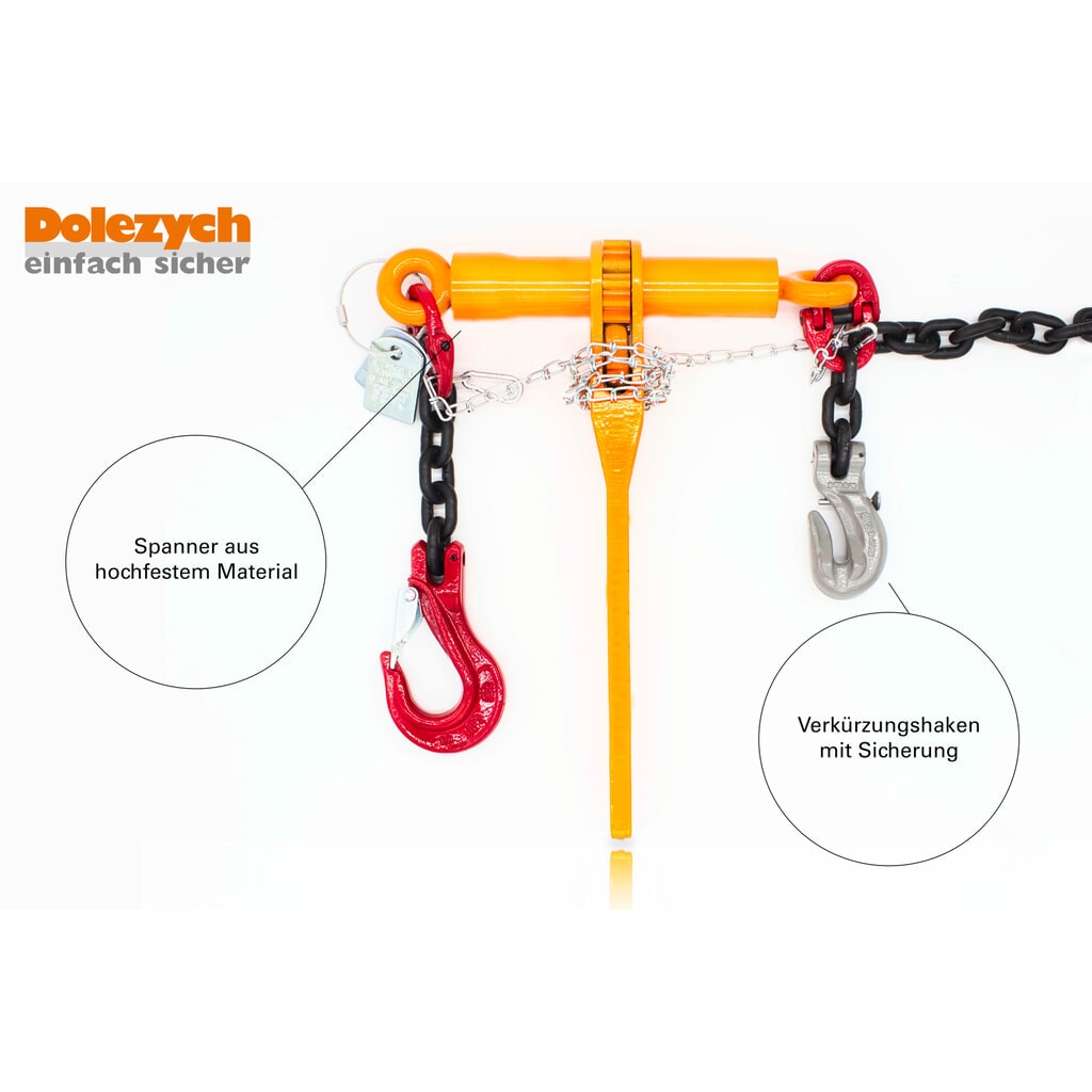 Cadena tensionadora Dolezych, 1 pieza, PowerLash con abrazadera de carga de trinquete DORA, 4.000 daN, longitud 3,50 m Número de imagen del producto 3: Cadena tensionadora Dolezych, 1 pieza, PowerLash con abrazadera de carga de trinquete DORA, 4.000 daN, longitud 3,50 m