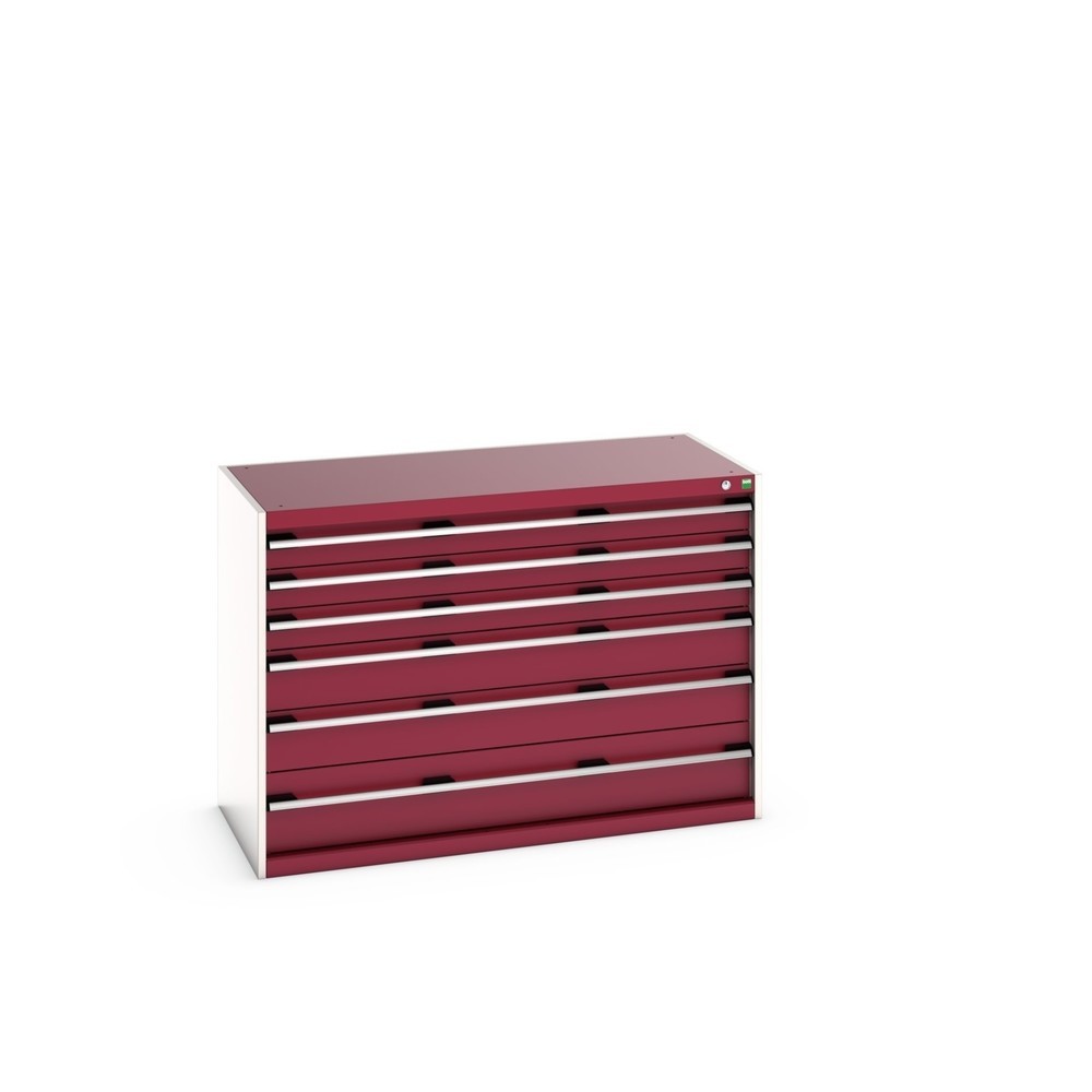 Imagen del producto: Cajonera bott cubio, cajones 3x100+ 2x150+ 1x200 mm, capacidad de carga cada 200 kg, ancho 1.300 mm, rojo púrpura