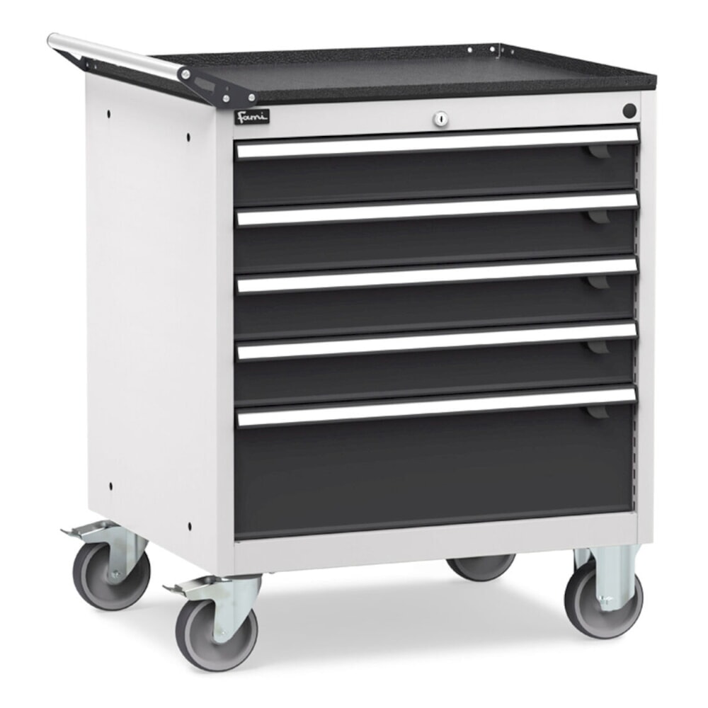 Número de imagen del producto 2: Cajonera con ruedas Fami FLEXA, 5 cajones, 853 x 794 x 600 mm (alto x ancho x fondo), gris claro, antracita