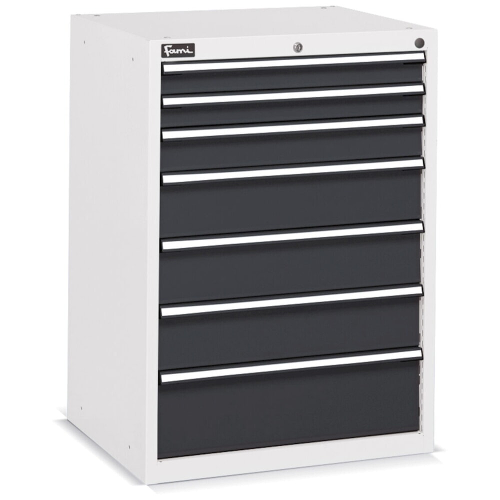 Número de imagen del producto 2: Cajonera Fami FLEXA, 7 cajones, 1.002 x 717 x 600 mm (alto x ancho x fondo), gris claro, antracita