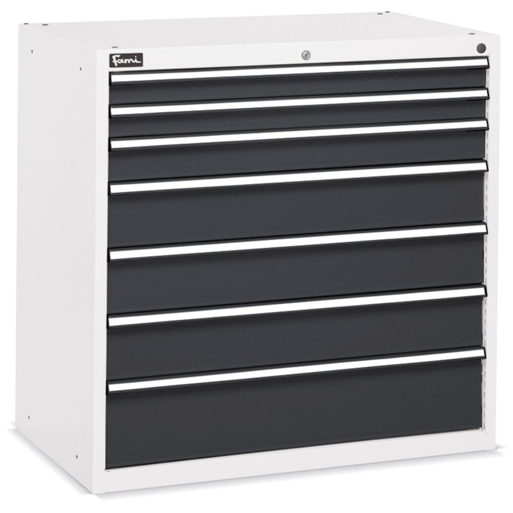 Número de imagen del producto 2: Cajonera Fami FLEXA, 7 cajones, 1.002 x 1.023 x 600 mm (alto x ancho x fondo), gris claro, antracita