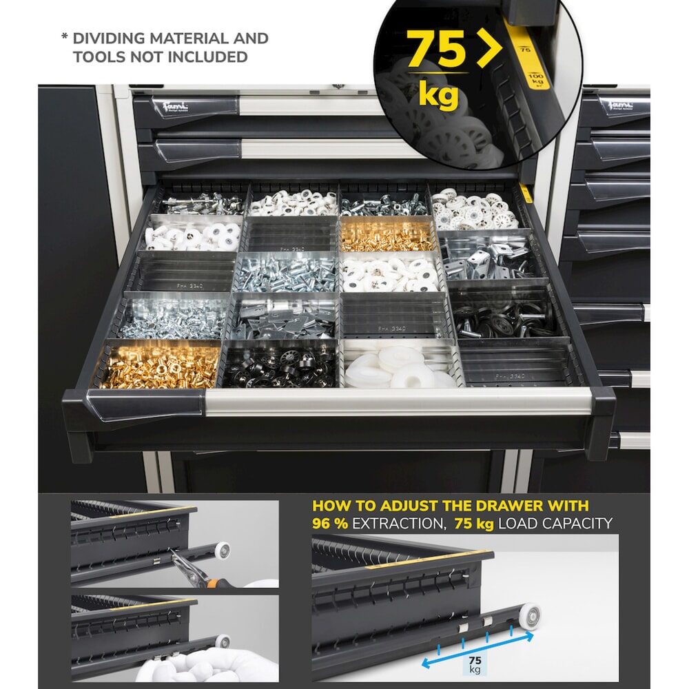 Número de imagen del producto 4: Cajonera Fami MASTER, 6 cajones, 1.000 x 714 x 726 mm (alto x ancho x fondo), gris claro, antracita