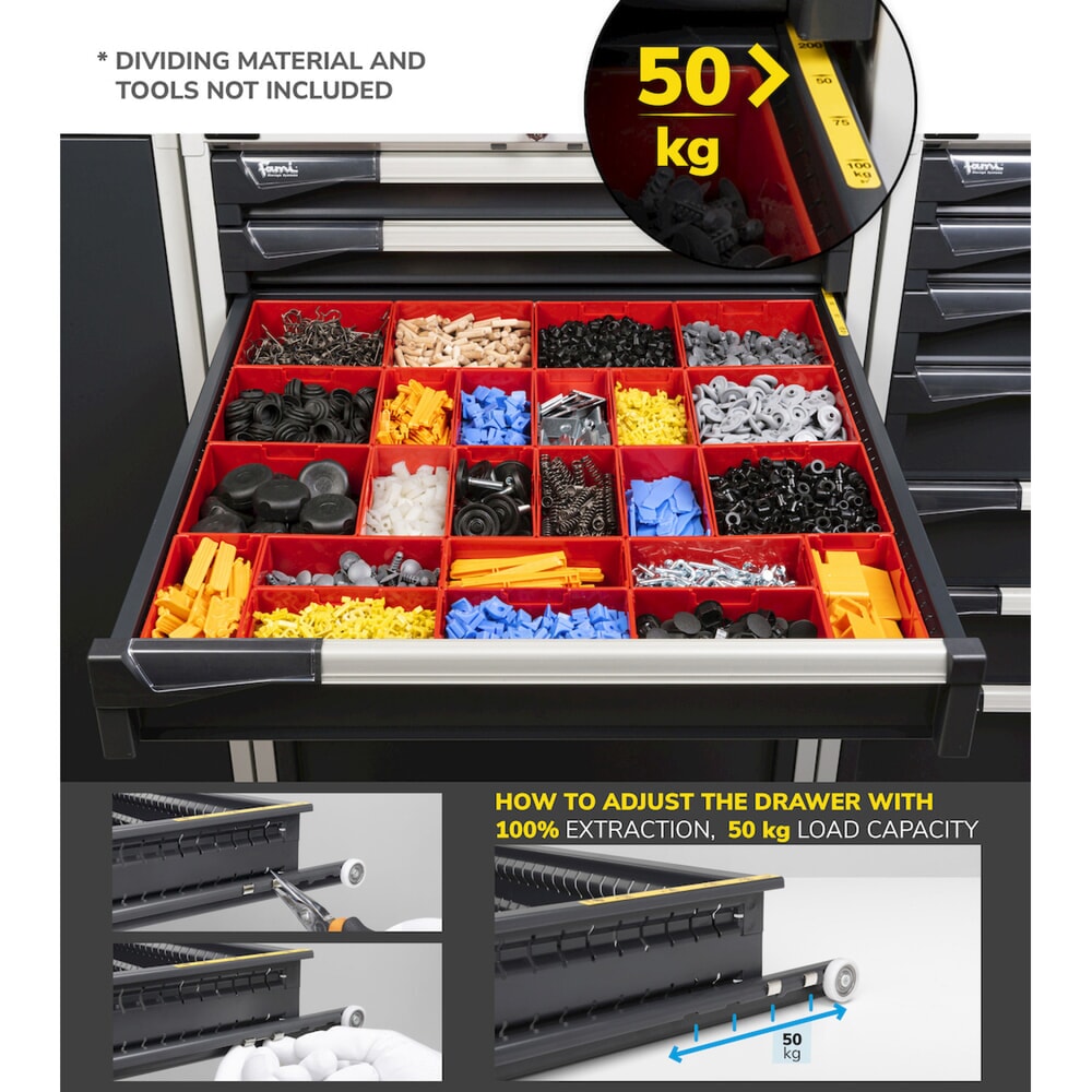Número de imagen del producto 7: Cajonera Fami MASTER, 6 cajones, 1.000 x 714 x 726 mm (alto x ancho x fondo), gris claro, antracita
