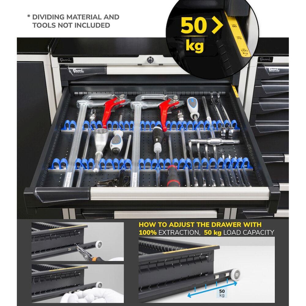 Número de imagen del producto 8: Cajonera Fami MASTER, 6 cajones, 1.000 x 714 x 726 mm (alto x ancho x fondo), gris claro, antracita