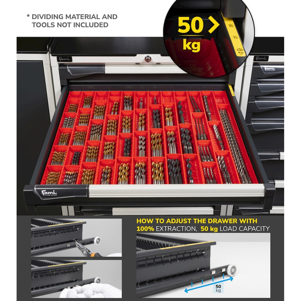 Número de imagen del producto 9: Cajonera Fami MASTER, 6 cajones, 1.000 x 714 x 726 mm (alto x ancho x fondo), gris claro, antracita