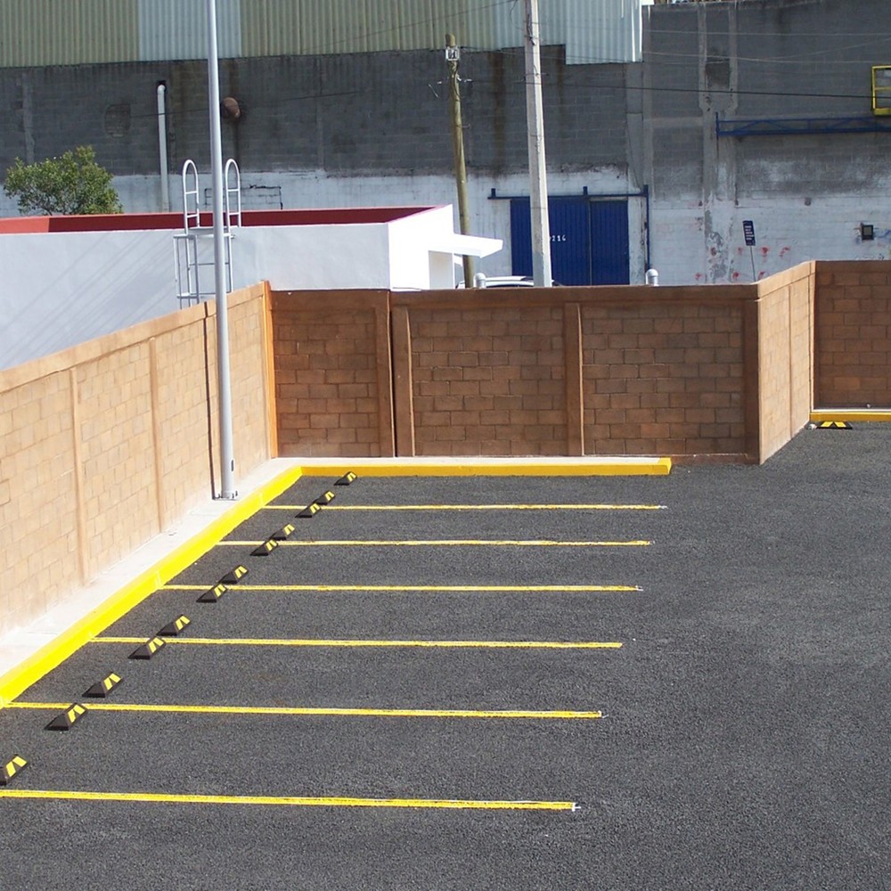 Imagen del producto: Calzo Justrite® Mini Park-It®, goma reciclada, anchura 550 mm, negro/amarillo
