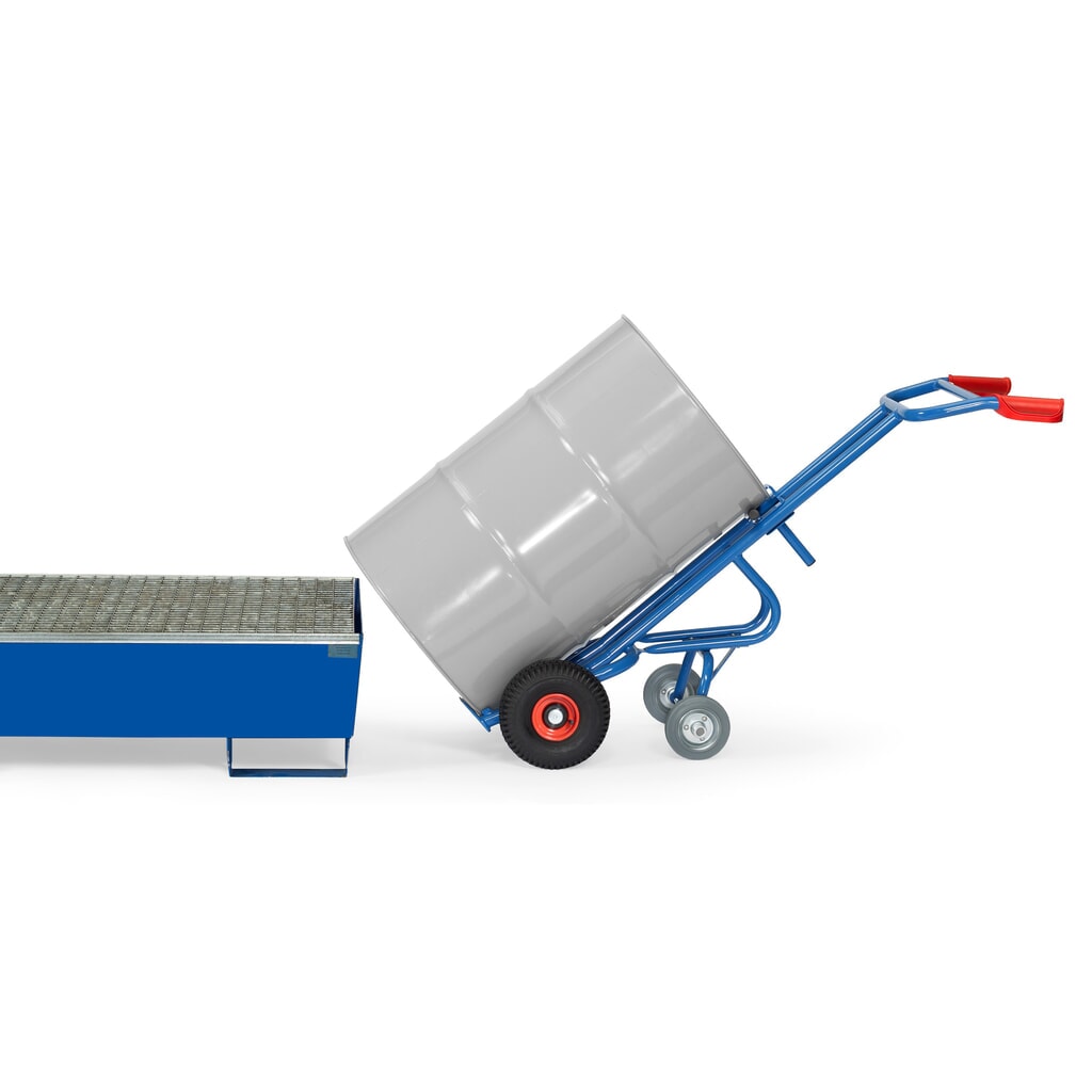 Imagen del producto: Ffetra® Carro de barril, capacidad de carga 300 kg, con 2 ruedas de apoyo, neumáticos de aire