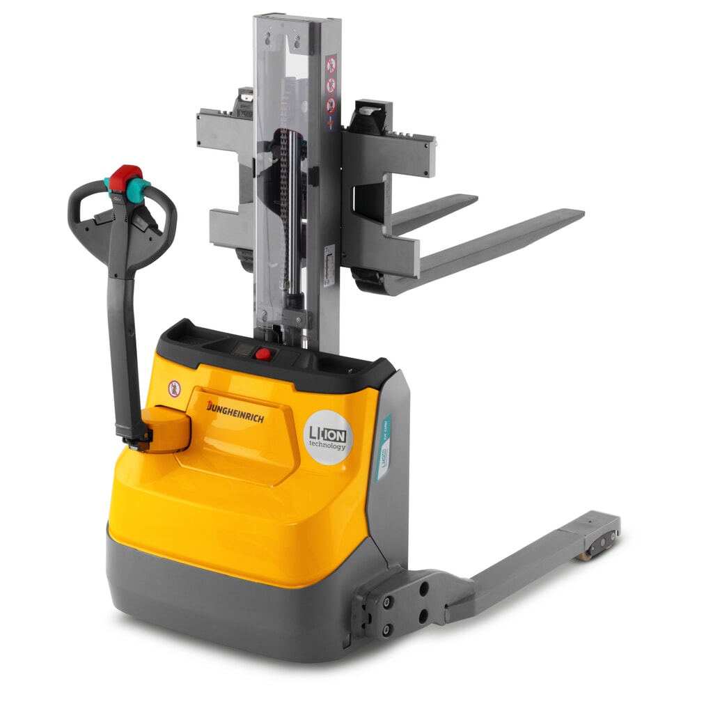 Número de imagen del producto 5: Apilador elevadora eléctrica Jungheinrich EJC 110bi E, monomast, altura de elevación 1.230 mm, capacidad de carga 1.000 kg, sistema hidráulico proporcional, distancia entre brazos porteadores 891 mm