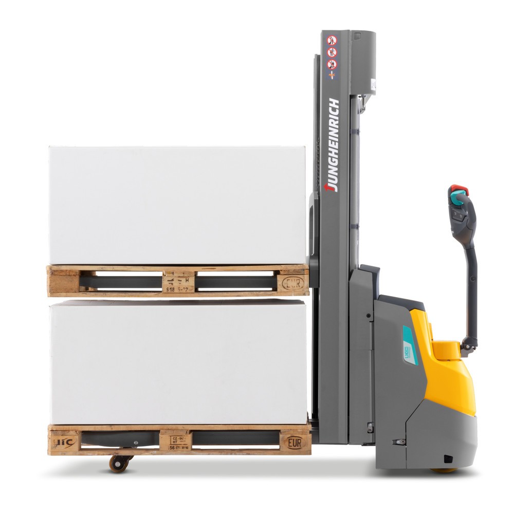 Número de imagen del producto 6: Carretilla apiladora eléctrica Jungheinrich EJC 110zi ZZ, elevación 2.500 mm, cargador incorporado, sistema hidráulico proporcional, función de apilado doble