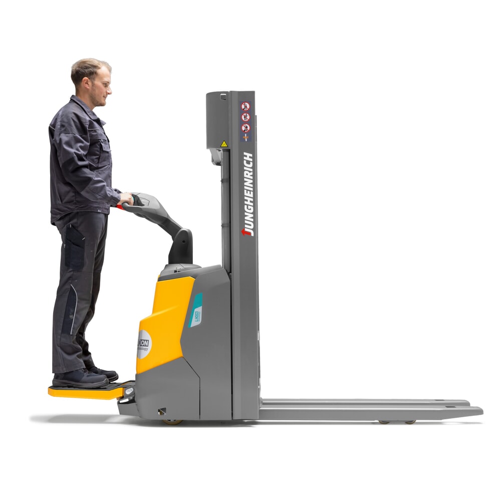 Número de imagen del producto 10: Carretilla elevadora eléctrica Jungheinrich ERC 110i ZT con plataforma de pie, mástil de elevación telescópico doble, altura de elevación 2.900 mm, capacidad de carga 1.000 kg, sistema hidráulico proporcional
