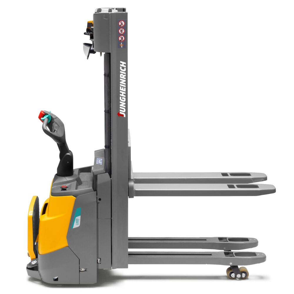 Número de imagen del producto 2: Carretilla elevadora eléctrica Jungheinrich ERC 112zi ZT con plataforma de pie, mástil de elevación telescópico doble, altura de elevación 3.600 mm, capacidad de carga 1.200 kg, sistema hidráulico proporcional, función de apilado doble