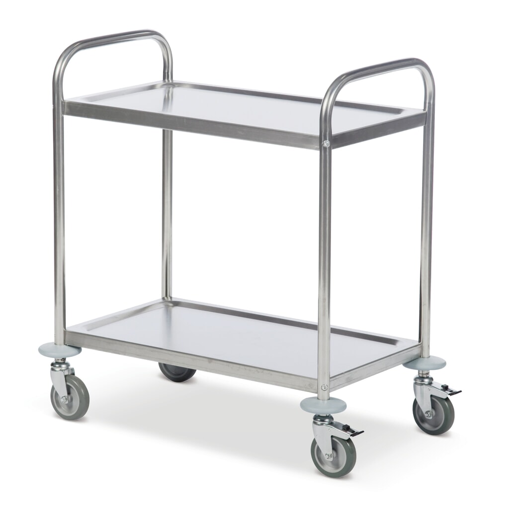 Carrito de servicio de acero inoxidable BASIC de dos estantes de 685 x 380 mm Imagen del producto: Carrito de servicio de acero inoxidable BASIC de dos estantes de 685 x 380 mm