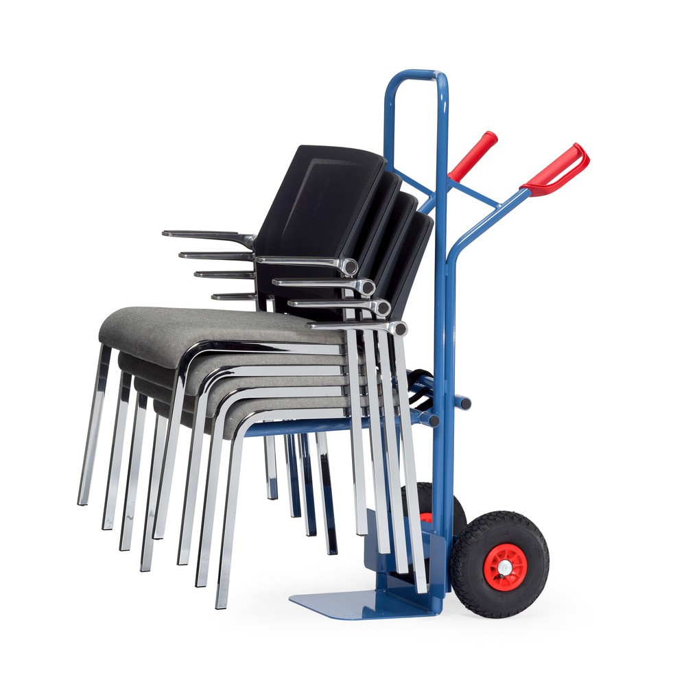 Número de imagen del producto 3: fetra® Carro para silla de acero, capacidad de carga 300 kg, pala a 320 An x F 250 mm, neumáticos de aire
