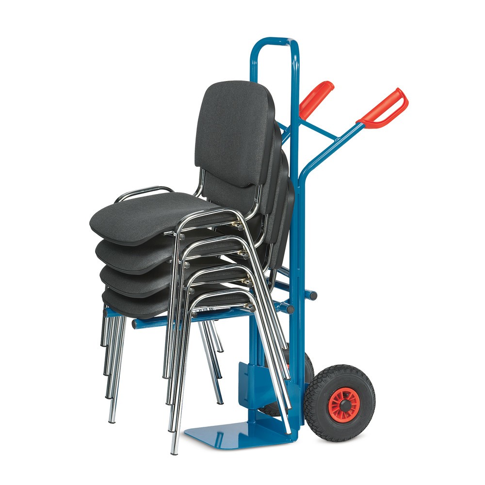 Número de imagen del producto 5: fetra® Carro para silla de acero, capacidad de carga 300 kg, pala a 320 An x F 250 mm, neumáticos de aire