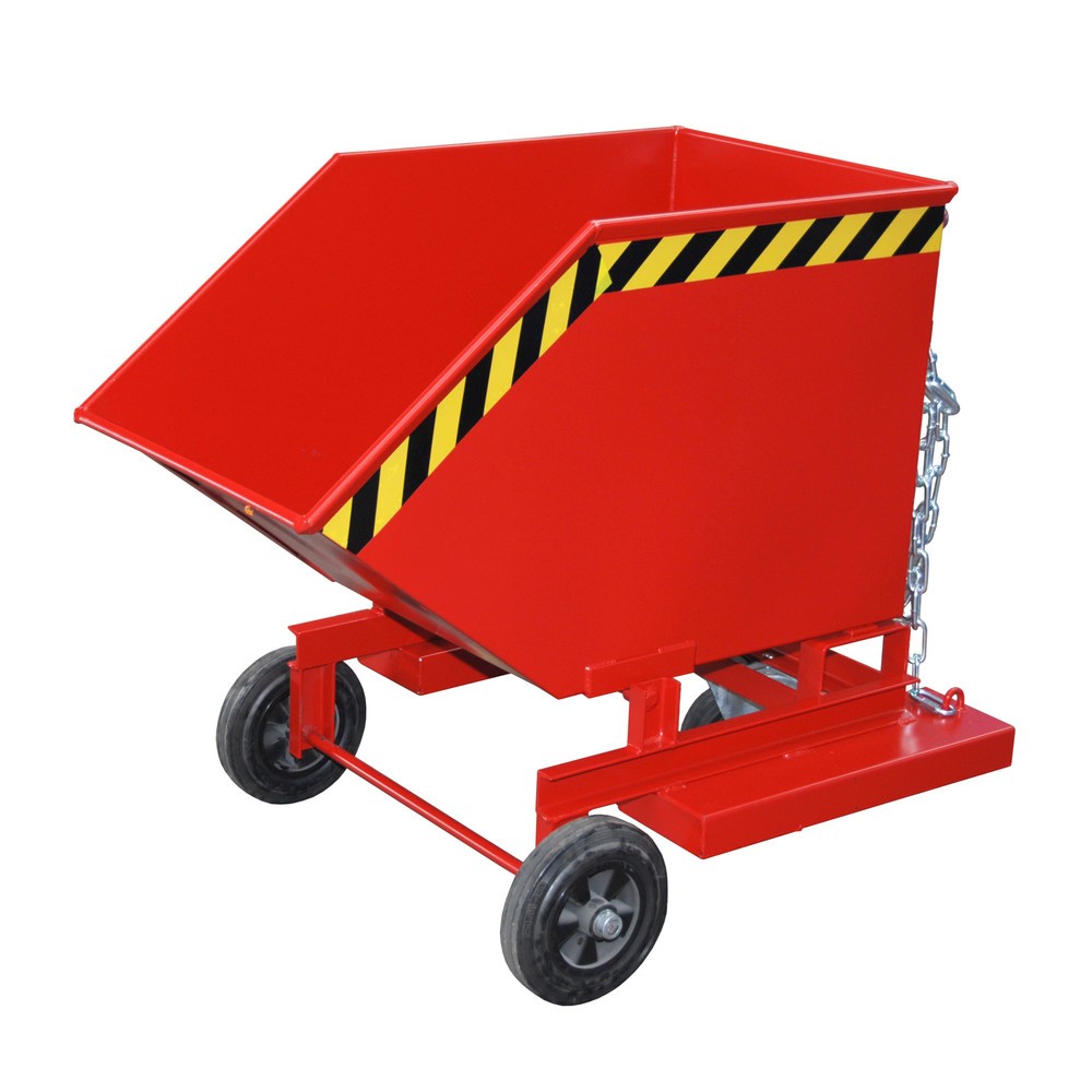 Imagen del producto: Bauer® Carro con caja abatible, con chasis + huecos para horquillas, volumen 0,25 m³, RAL 3000 rojo fuego