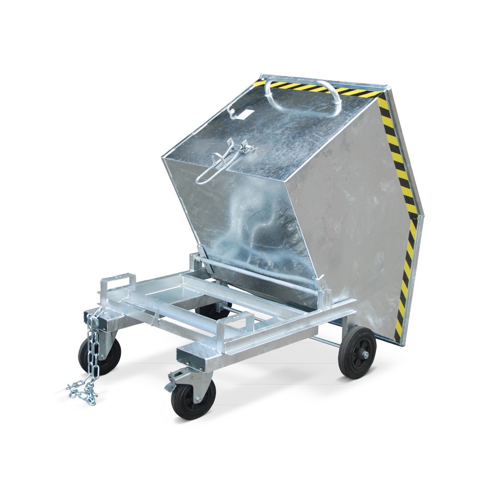 Número de imagen del producto 1: Carro con caja abatible Bauer®, con chasis de arrastre + huecos para horquillas, galvanizado, CC 300 kg, volumen 0,4 m³