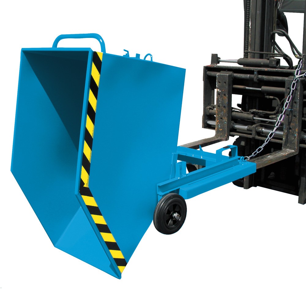 Número de imagen del producto 7: Bauer® Carro con caja abatible, con chasis + huecos para horquillas, volumen 0,4 m³, RAL 5012 azul luminoso