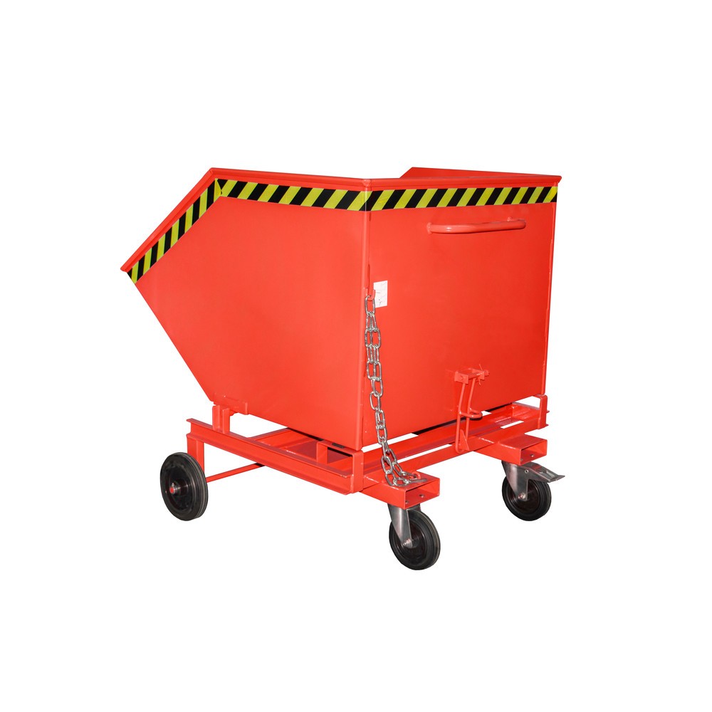 Imagen del producto: Bauer® Carro con caja abatible, con chasis + huecos para horquillas, volumen 1 m³, RAL 3000 rojo fuego