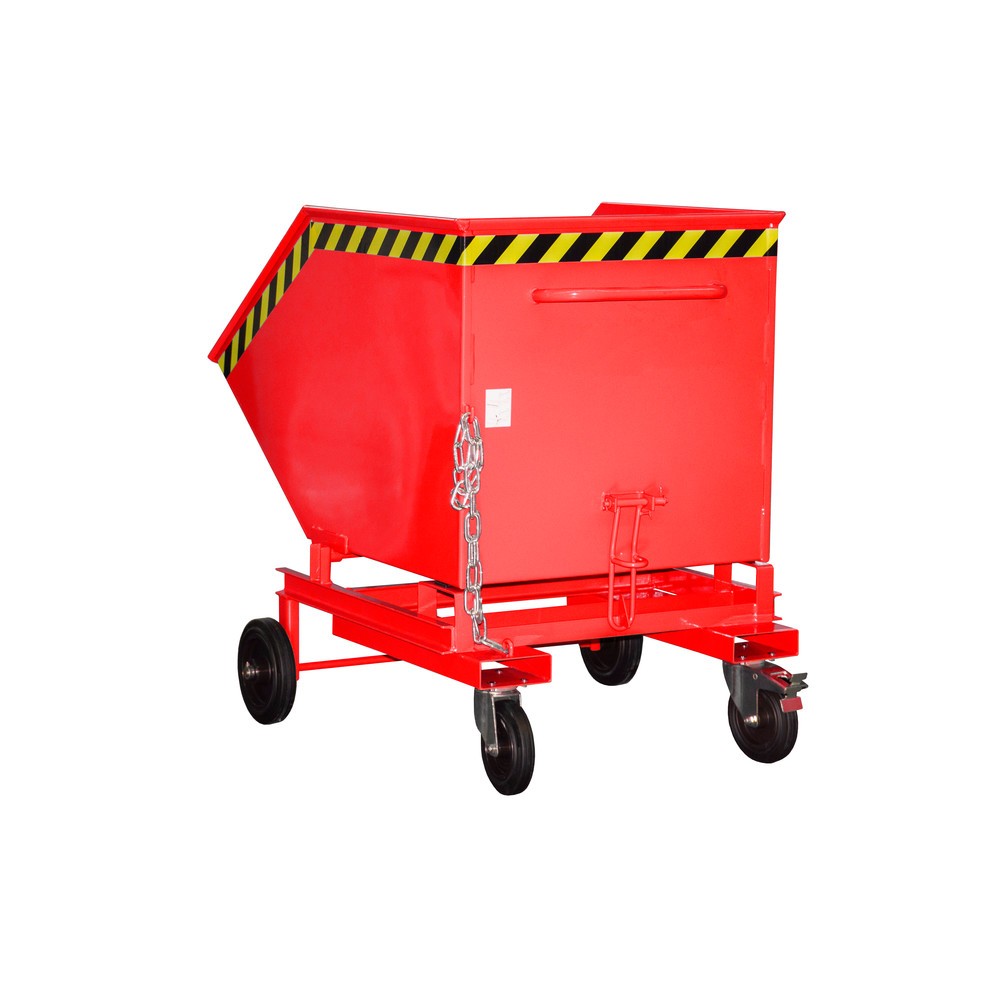 Imagen del producto: Bauer® Carro con caja abatible, con chasis + huecos para horquillas, volumen 0,6 m³, RAL 3000 rojo fuego