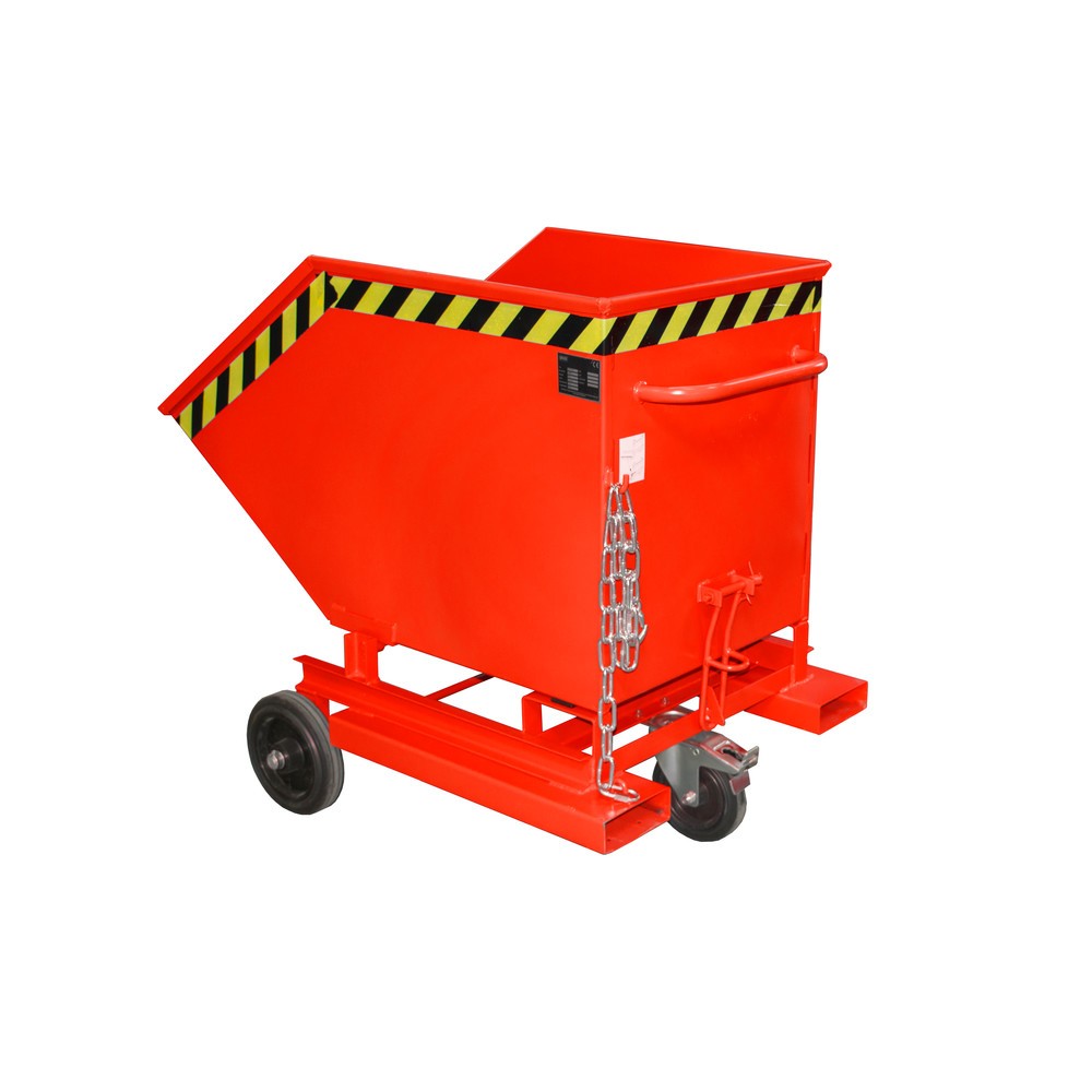 Imagen del producto: Bauer® Carro con caja abatible, con chasis + huecos para horquillas, volumen 0,4 m³, RAL 3000 rojo fuego
