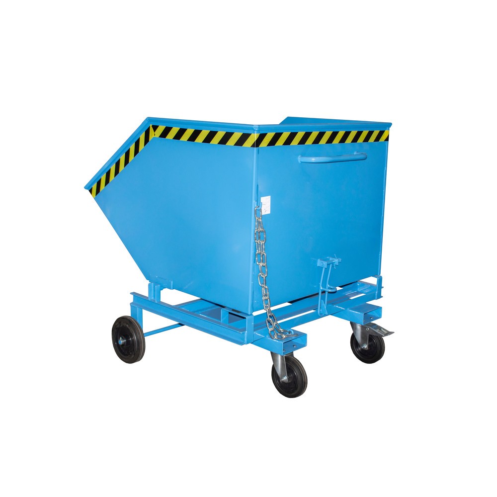 Imagen del producto: Bauer® Carro con caja abatible, con chasis + huecos para horquillas, volumen 1 m³, RAL 5012 azul luminoso