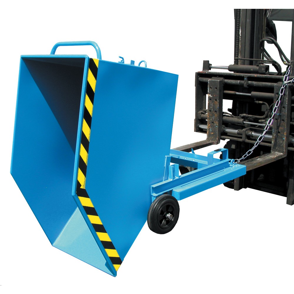 Imagen del producto: Bauer® Carro con caja abatible, con chasis + huecos para horquillas, volumen 0,6 m³, RAL 5012 azul luminoso