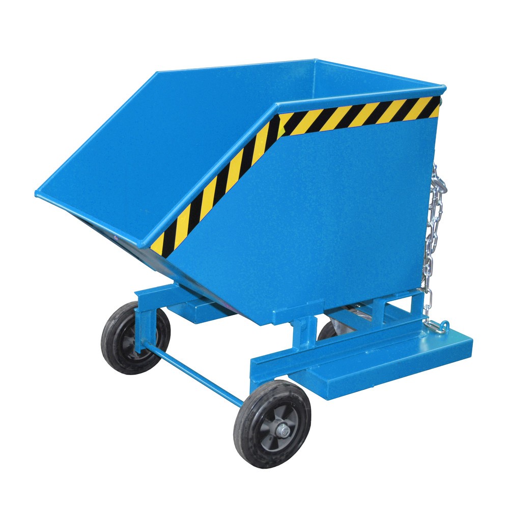 Imagen del producto: Bauer® Carro con caja abatible, con chasis + huecos para horquillas, volumen 0,25 m³, RAL 5012 azul luminoso