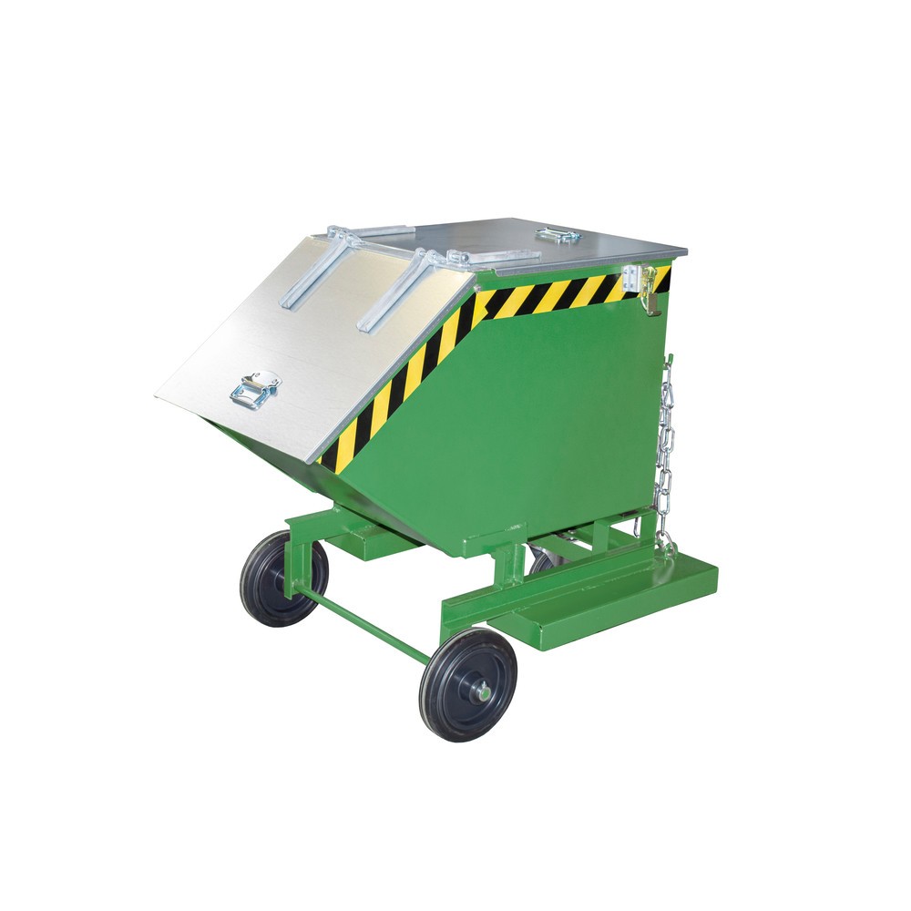 Imagen del producto: Bauer® Carro con caja abatible, con chasis + huecos para horquillas, volumen 0,25 m³, RAL 6011 verde reseda
