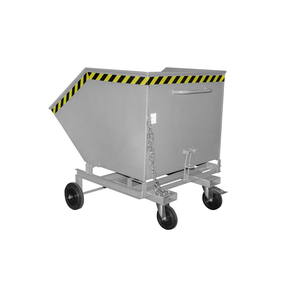 Imagen del producto: Bauer® Carro con caja abatible, con chasis + huecos para horquillas, volumen 1 m³, RAL 7005 gris ratón