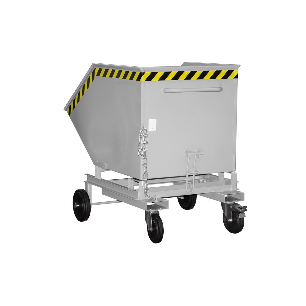 Imagen del producto: Bauer® Carro con caja abatible, con chasis + huecos para horquillas, volumen 0,6 m³, RAL 7005 gris ratón