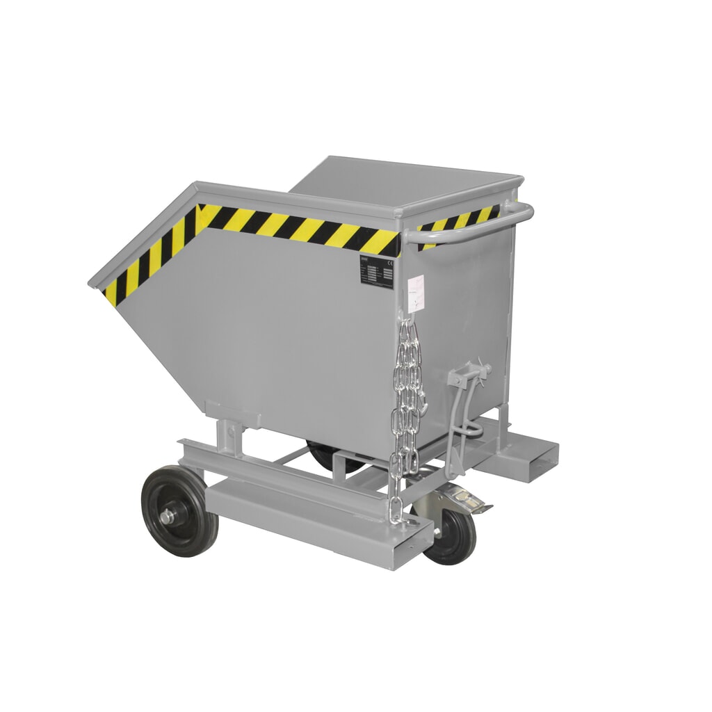 Bauer® Carro con caja abatible, con chasis + huecos para horquillas, volumen 0,25 m³, RAL 7005 gris ratón Imagen del producto: Bauer® Carro con caja abatible, con chasis + huecos para horquillas, volumen 0,25 m³, RAL 7005 gris ratón