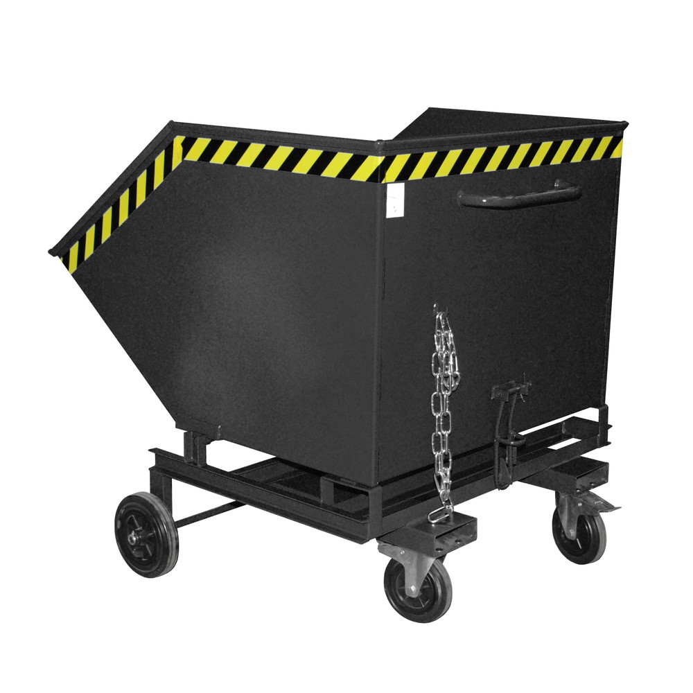 Imagen del producto: Bauer® Carro con caja abatible, con chasis + huecos para horquillas, volumen 1 m³, RAL 7021 gris negro