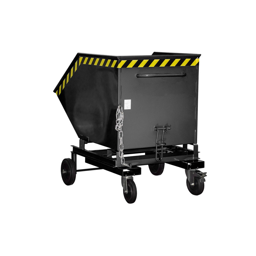 Imagen del producto: Bauer® Carro con caja abatible, con chasis + huecos para horquillas, volumen 0,6 m³, RAL 7021 gris negro