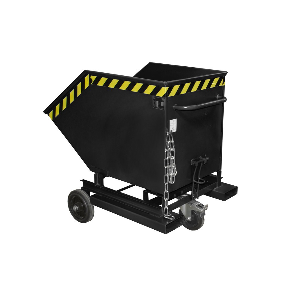 Imagen del producto: Bauer® Carro con caja abatible, con chasis + huecos para horquillas, volumen 0,4 m³, RAL 7021 gris negro