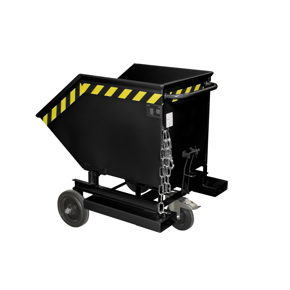 Imagen del producto: Bauer® Carro con caja abatible, con chasis + huecos para horquillas, volumen 0,25 m³, RAL 7021 gris negro