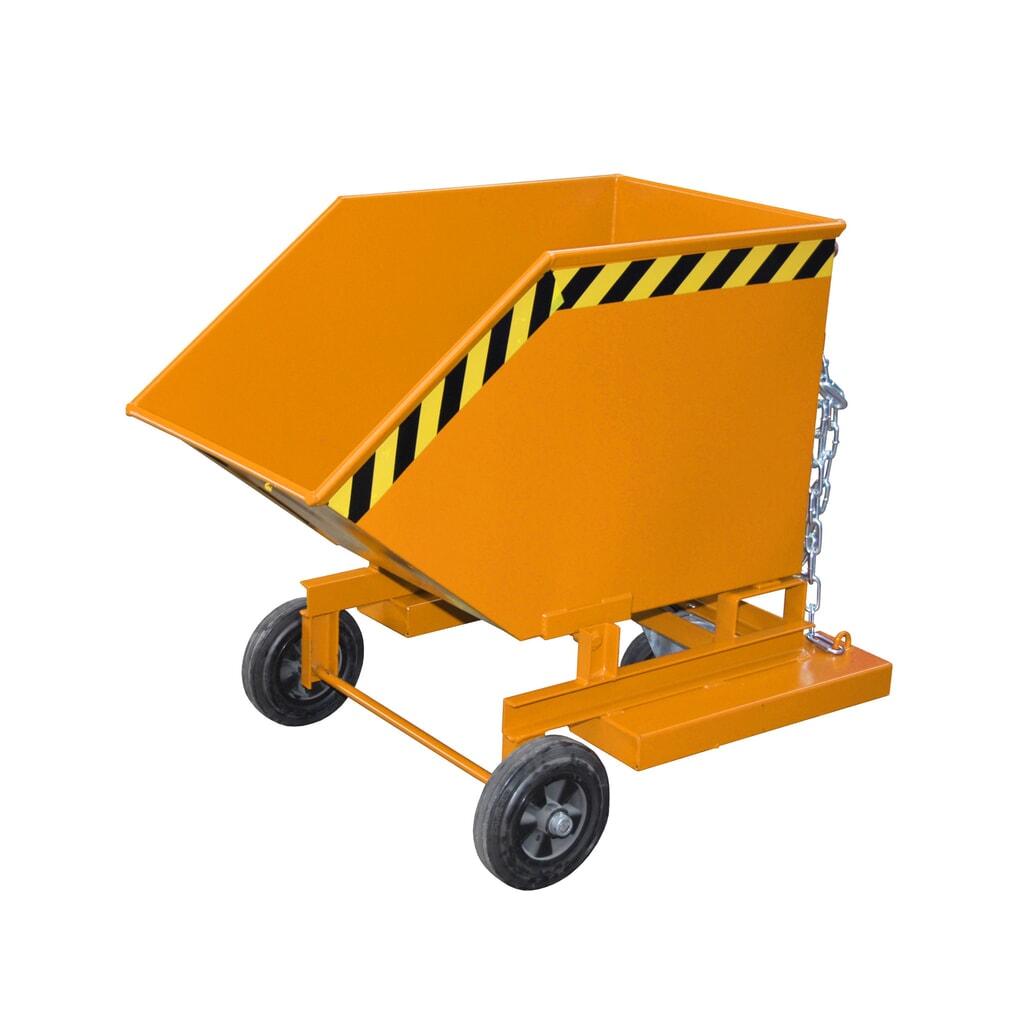 Número de imagen del producto 3: Bauer® Carro con caja abatible, con chasis + huecos para horquillas, volumen 0,4 m³, RAL 3000 rojo fuego