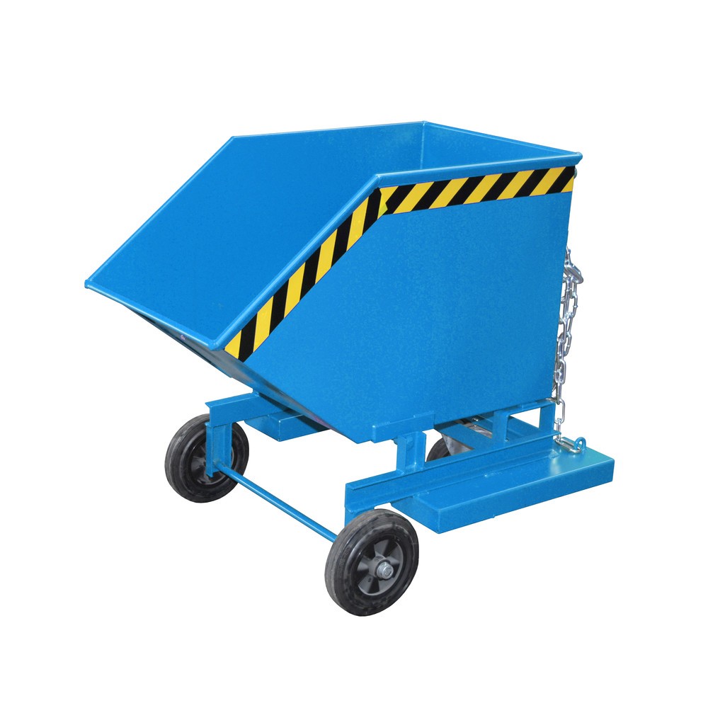 Número de imagen del producto 6: Bauer® Carro con caja abatible, con chasis + huecos para horquillas, volumen 0,4 m³, RAL 5012 azul luminoso