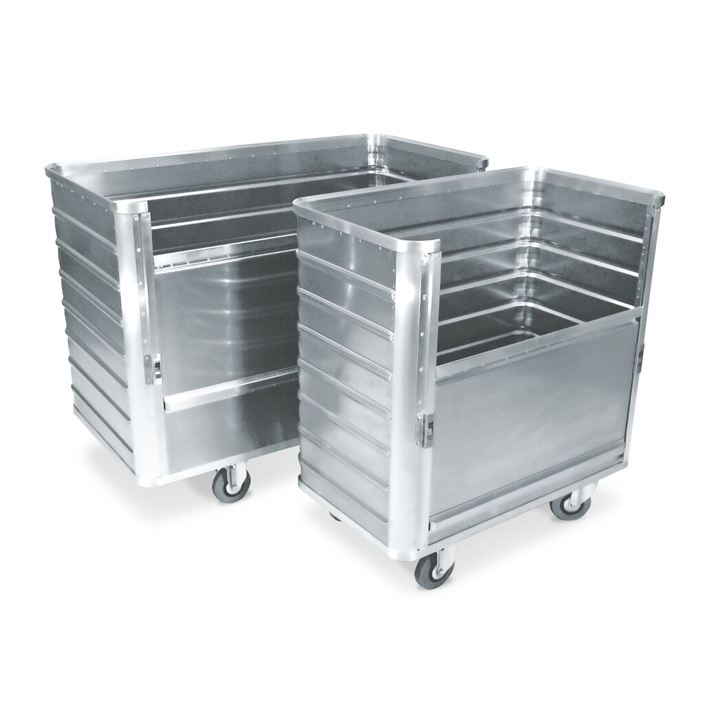 Imagen del producto: Carro con caja de aluminio con pared semibajable, 355 litros