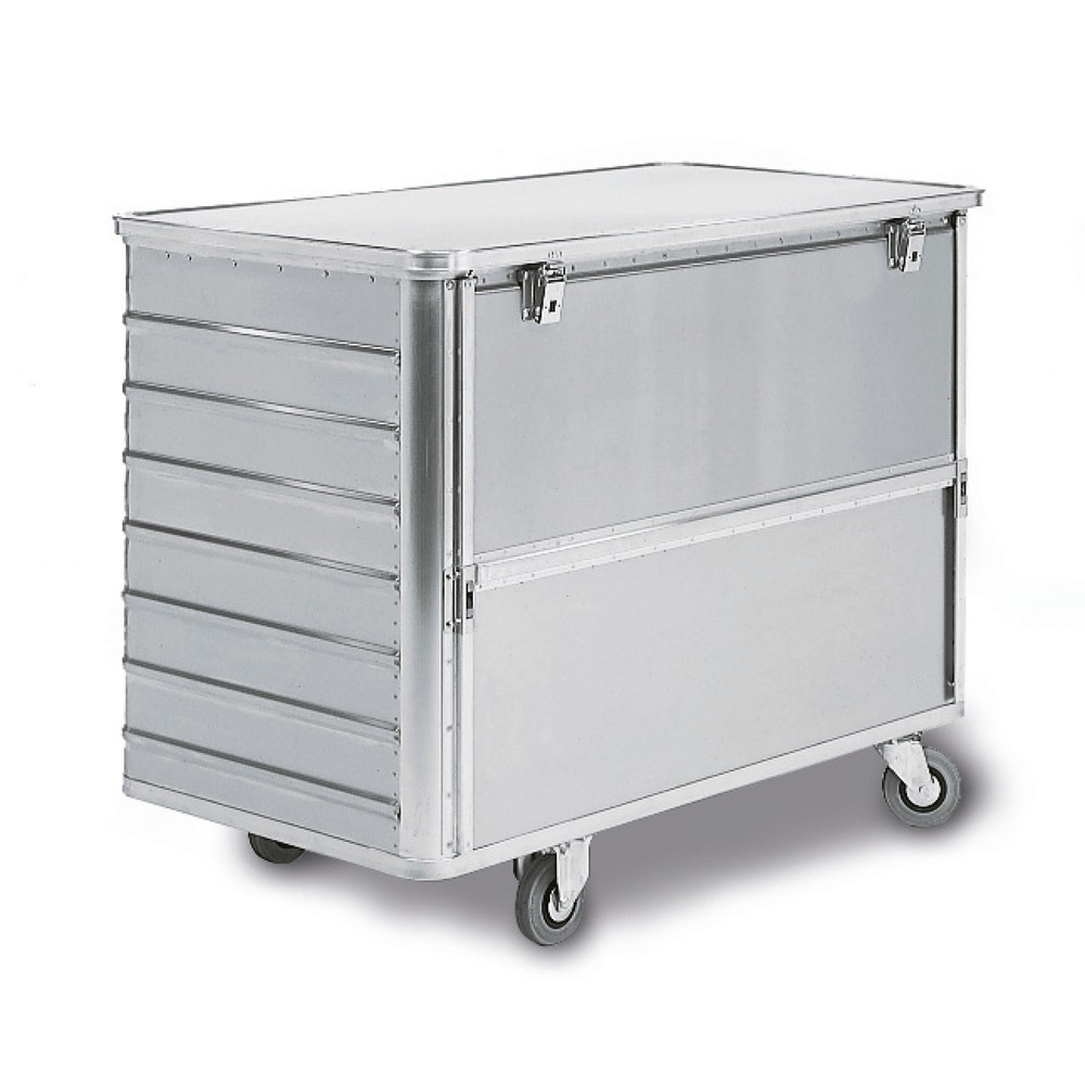 Número de imagen del producto 1: carro|plataforma de aluminio con pared semi-bajable, 355 litros, con tapa y cerradura