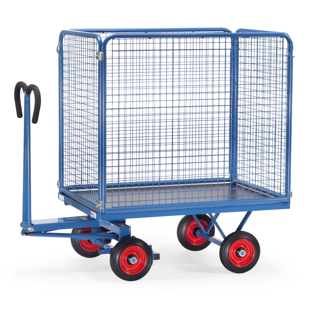 carro con plataforma de mano fetra® con paredes de malla de alambre H 1.000 mm, área de carga 800 x 1.200 mm, capacidad de carga 700 kg, bandajes de goma maciza Imagen del producto: carro con plataforma de mano fetra® con paredes de malla de alambre H 1.000 mm, área de carga 800 x 1.200 mm, capacidad de carga 700 kg, bandajes de goma maciza