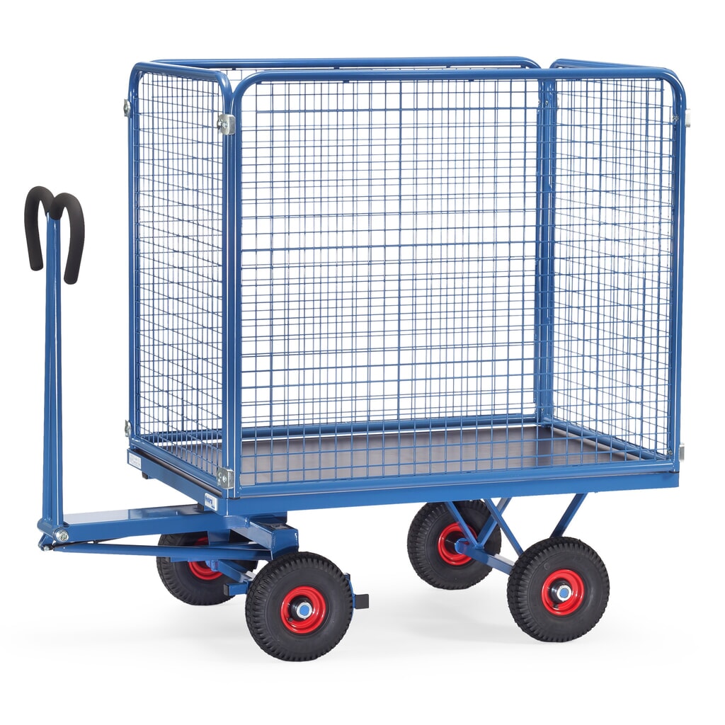 carro con plataforma de mano fetra® con paredes de malla de alambre H 1.000 mm, área de carga 800 x 1.200 mm, capacidad de carga 700 kg, neumáticos de aire Imagen del producto: carro con plataforma de mano fetra® con paredes de malla de alambre H 1.000 mm, área de carga 800 x 1.200 mm, capacidad de carga 700 kg, neumáticos de aire