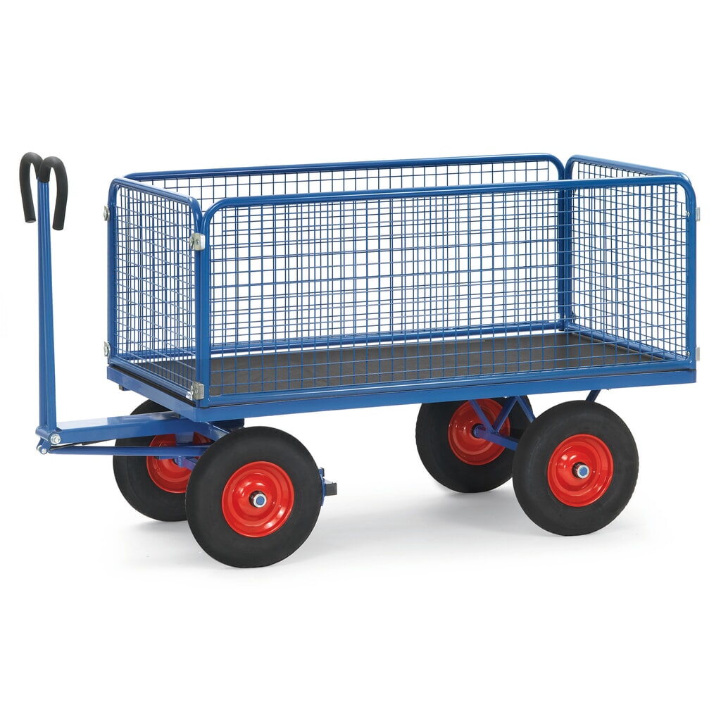 carro con plataforma de mano fetra® con paredes de malla de alambre H 600 mm, área de carga 1.000 x 2.000 mm, capacidad de carga 1.250 kg, bandajes de goma maciza Imagen del producto: carro con plataforma de mano fetra® con paredes de malla de alambre H 600 mm, área de carga 1.000 x 2.000 mm, capacidad de carga 1.250 kg, bandajes de goma maciza